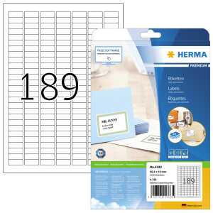 Herma Etiketten permanent 25,4 x 10 mm weiss PREMIUM 25 Bl 4725 Etik.