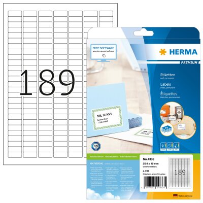 Herma PREMIUM ETIKETTEN A4 25 25,4x10