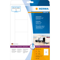 Herma Etiketten für Disketten 3,5" permanent haftend 70 x 67,7 mm weiss 25 Bl 200 Etik. LaserInkCopy