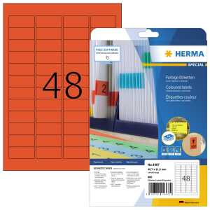 Herma Etiketten ablösbar 45,7 x 21,2 mm rot 20 Bl 960 Etik.