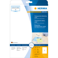 Herma Etiketten permanent haftend 210 x 297 mm Folie transparent matt wetterfest 25 Bl 25 Etik. LaserCopy