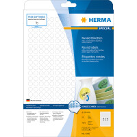 Herma Etiketten ablösbar Ø 10 mm weiss 25 Bl 7875 Etik. LaserInkCopy