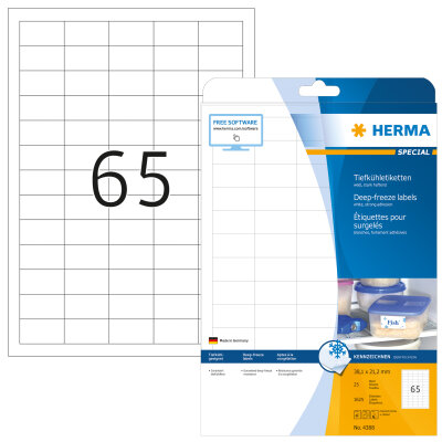 Herma Tiefkühletiketten permanent haftend 38,1 x 21,2 mm weiss 25 Bl 1625 Etik. LaserInkCopy