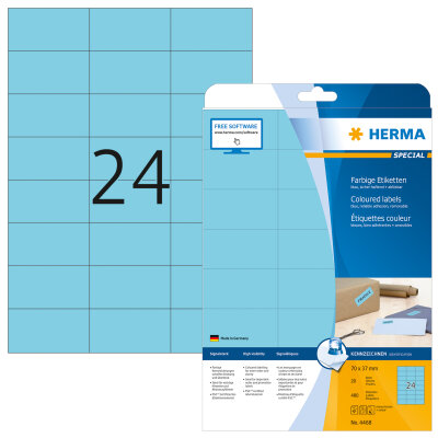 Herma Etiketten ablösbar 70 x 37 mm blau 20 Bl 480 Etik. LaserInkCopy