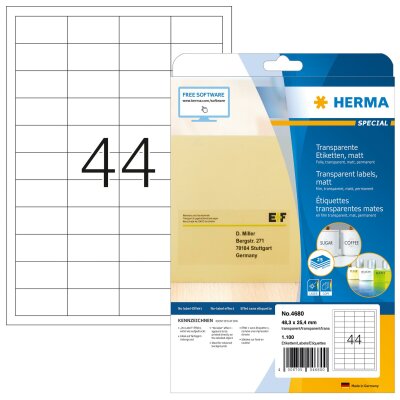 Herma TRANSPARENTE ETIKETTEN A4 25 48,3x25,4