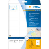 Herma Etiketten permanent haftend 66 x 33,8 mm Folie transparent matt wetterfest 25 Bl 600 Etik. LaserCopy