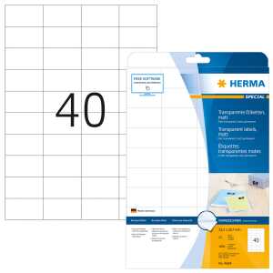 Herma Etiketten permanent 52,5 x 29,7 mm Folie transp 25 Bl 1000 Etik.