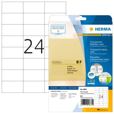 Herma TRANSPARENTE ETIKETTEN A4 25 70x37