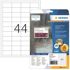 Herma Etiketten stark 48,3 x 25,4 mm Folie weiss 25 Bl 1100 Etik.