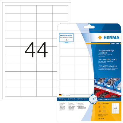 Herma Etiketten stark haftend 48,3 x 25,4 mm Folie weiss strapazierfähig 25 Bl 1100 Etik. LaserCopy