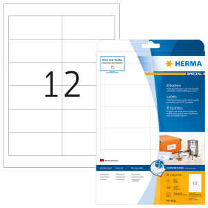 Inkjet-Etiketten A4, 97 x 42,3 mm, weiß, permanent haftend