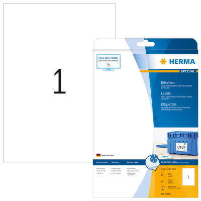 Herma Etiketten permanent haftend 210 x 297 mm weiss 25 Bl 25 Etik. Inkjet