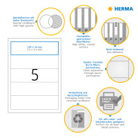 Herma Ordnerrückenschilder zum Einstecken 190 x 54 mm weiss Karton 25 Bl 125 Stück LaserInkCopy