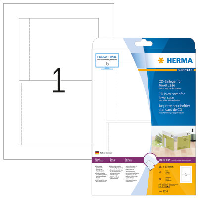 Herma CD-Einleger perforiert 151 x 118 mm 25 Stück weiss LaserInkCopy