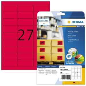 Herma Etiketten permanent haftend 63,5 x 29,6 mm neonrot 20 Bl 540 Et