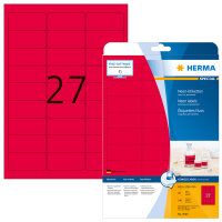 Herma Etiketten permanent haftend 63,5 x 29,6 mm neonrot 20 Bl 540 Etik. LaserCopy