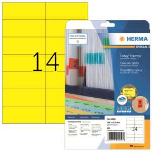 Herma Etiketten ablösbar 105 x 42,3 mm gelb 20 Bl 280 Etik.