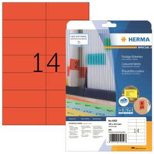 Herma Etiketten ablösbar 105x42,3 mm rot 20 Bl 280 Etik. LaserInkCopy