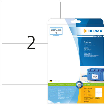 Herma Etiketten permanent haftend 210 x 148 mm weiss PREMIUM 25 Bl 50 Etik. LaserInkCopy