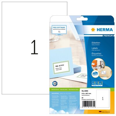 Herma PREMIUM ETIKETTEN A4 25 210x297