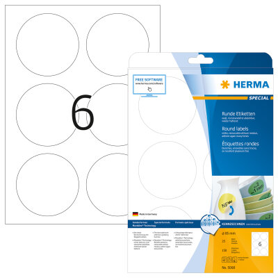 Herma ABLÖSBARE ETIKETTEN A4 25 Ø 85 RUND