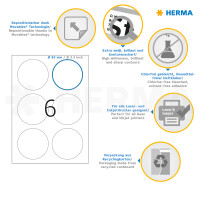 Herma Etiketten ablösbar Ø 85 mm weiss 25 Bl 150 Etik. LaserInkCopy