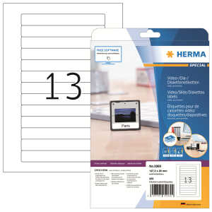 HERMA Videoetikett 147,3 x 20 mm (B x H) Papier weiß 325 Etik./Pack.