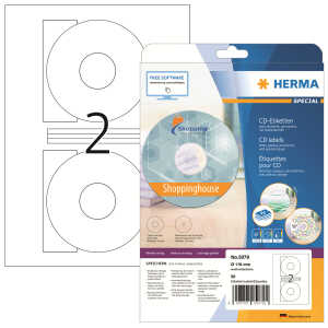 Herma Etiketten CD Maxi permanent Ø 116/41 mm weiss 25 Bl 50 Etik.