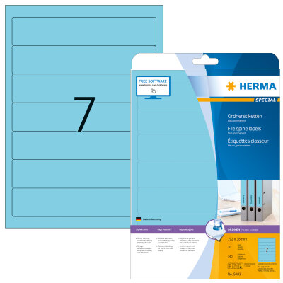 Herma ORDNERETIKETTEN A4 20 192x38 BLAU