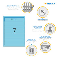 Herma Ordnerrückenschilder permanent haftend 192 x 38 mm blau 20 Bl 140 Etik. LaserInkCopy