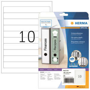 Herma Ordnerrückenschilder permanent 192 x 25,4 mm weis 25 Bl 250 Etik