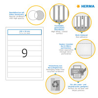 Herma Ordnerrückenschilder zum Einstecken 190 x 30 mm weiss Karton 25 Bl 225 Stück LaserInkCopy