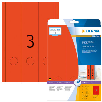 Herma ORDNERETIKETTEN A4 20 61x297 ROT