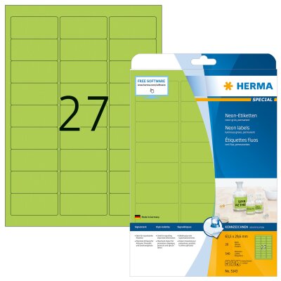 Herma NEONETIKETTEN A4 20 63,5x29,6 NEONGRÜN