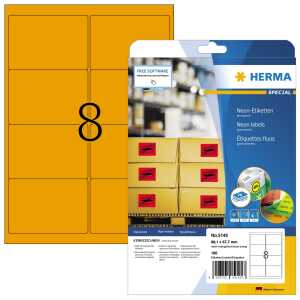 Herma Etiketten permanent 99,1 x 67,7 mm neonorange 20 Bl 160 Etik.