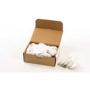 Hängeetiketten 32 x 50 mm weiss mit weißem Faden 1000 Stück