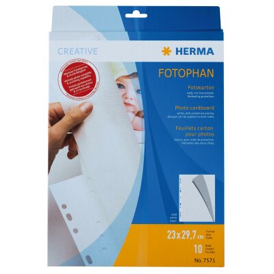 Herma FOTOPHAN Karton für Fotos mit angeklebtem Schutzpapier 232 x 297 mm weiss 10 Stück