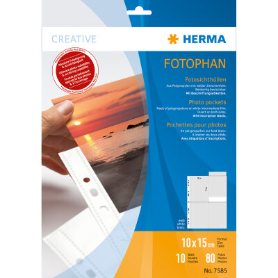 Herma FOTOPHAN Fotosichthüllen PP für Fotos 10 x 15 cm hoch weiss 10 Stück