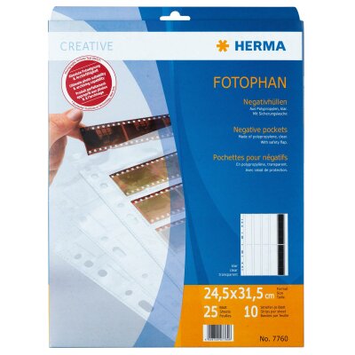 Herma FOTOPHAN Negativhüllen PP Kleinbild für 10 x 4 Streifen a 4 Negative 25 Stück