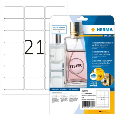 Herma GLASKLARE ETIKETTEN A4 25 63,5x38,1