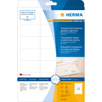 Herma Etiketten permanent haftend 63,5 x 38,1 mm Folie transparent klar wetterfest 25 Bl 525 Etik. LaserCopy