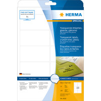 Herma Etiketten permanent haftend 96 x 50,8 mm Folie transparent klar wetterfest 25 Bl 250 Etik. LaserCopy