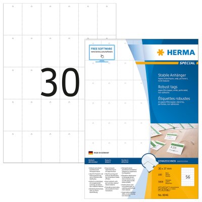 Herma Anhänger stabil mit Lochstanzung mikroperforiert 35 x 59,4 mm 3000 Stück LaserInkCopy