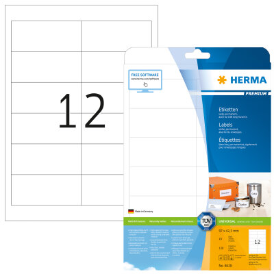 Herma Etiketten permanent haftend 97 x 42,3 mm weiss PREMIUM 10 Bl 120 Etik. LaserInkCopy