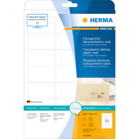 Herma Etiketten für Adressen permanent haftend 63,5 x 38,1 mm Folie transparent matt wetterfest 25 Bl 525 Etik. LaserCopy