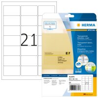 Herma TRANSPARENTE ETIKETTEN A4 25 63,5x38,1