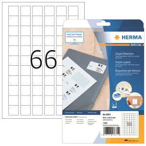 Herma Etiketten permanent 25,4 x 25,4 mm weiss 25 Bl 1650 Etik. Inkjet