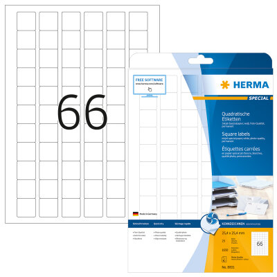 Herma INKJET ETIKETTEN A4 25 25,4x25,4 QUADRAT