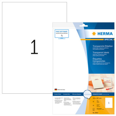 Herma TRANSPARENTE INKJET Etiketten  A4 10 210x297