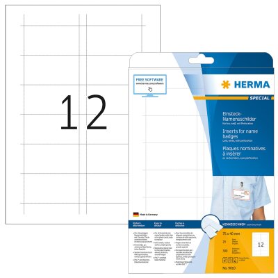 Herma Namensschilder zum Einstecken 75 x 75 mm Karton weiss 25 Bl 350 Stück LaserInkCopy